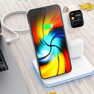 Wireless Charging Station, 2023 Upgraded 3 in 1 Wireless Charger Stand with Breathing Indicator Compatible with iPhone 14/13/12/11 Pro/XS, AirPods 3/2/1/pro 2, iWatch Series 8/7/6/5/4/3/Ultra