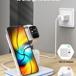 Wireless Charging Station, 2023 Upgraded 3 in 1 Wireless Charger Stand with Breathing Indicator Compatible with iPhone 14/13/12/11 Pro/XS, AirPods 3/2/1/pro 2, iWatch Series 8/7/6/5/4/3/Ultra