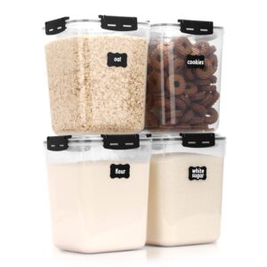 casa lingo airtight food storage containers with lids, 5.3l large pantry organization and storage for bulk food dry food cereal, set of 4 plastic food storage containers