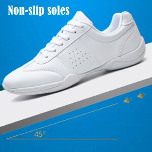 kkdom Adult & Youth White Cheerleading Shoe Athletic Dance Shoes Tennis Sneakers Sport Training Cheer Shoes White US Size 4.5/EU Size 35