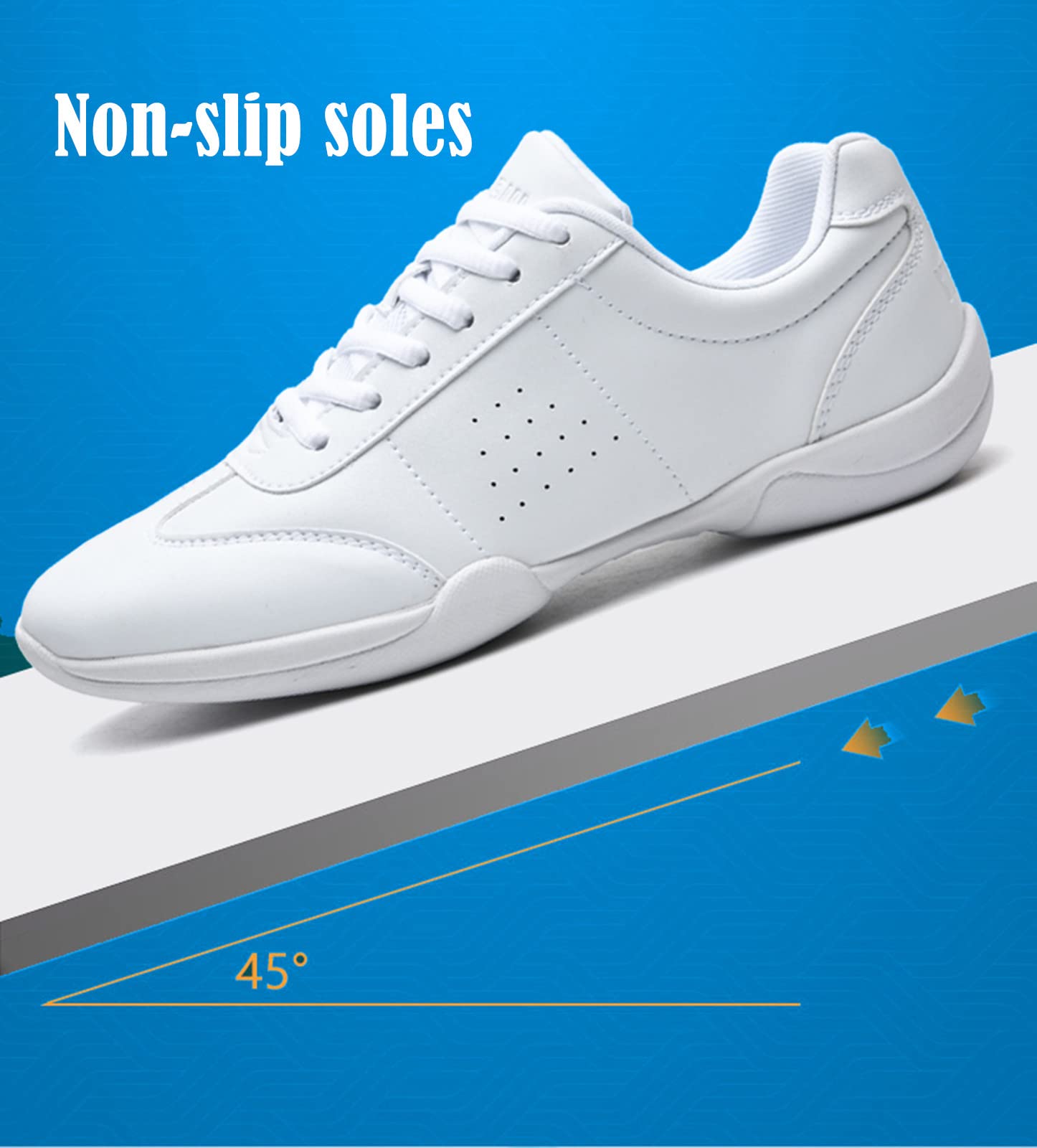 kkdom Adult & Youth White Cheerleading Shoe Athletic Dance Shoes Tennis Sneakers Sport Training Cheer Shoes White US Size 4.5/EU Size 35