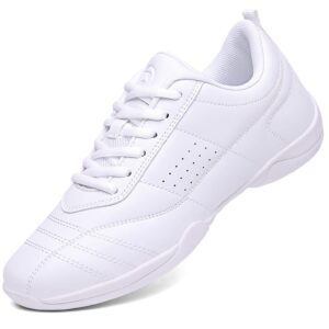 kkdom Adult & Youth White Cheerleading Shoes Athletic Dance Sport Training Shoes Competition Tennis Sneakers Cheer Shoes White US Size 8/EU Size 40