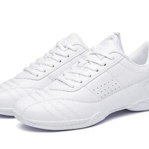 kkdom Adult & Youth White Cheerleading Shoes Athletic Dance Sport Training Shoes Competition Tennis Sneakers Cheer Shoes White US Size 8/EU Size 40