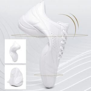 kkdom Adult & Youth White Cheerleading Shoes Athletic Dance Sport Training Shoes Competition Tennis Sneakers Cheer Shoes White US Size 8/EU Size 40