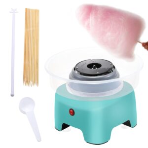 cotton candy machine, portable countertop cotton candy maker with splash-proof cricle, candy floss maker includes two recyclable candy sricks (color random) & sugar scoop for kids birthday party (green)