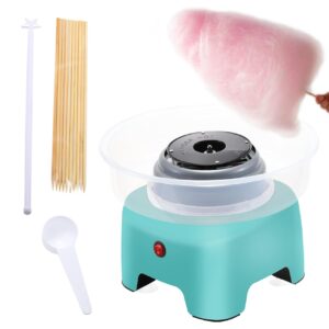 Cotton Candy Machine, Portable Countertop Cotton Candy Maker With Splash-Proof Cricle, Candy Floss Maker Includes Two Recyclable Candy Sricks (Color Random) & Sugar Scoop For Kids birthday Party (Green)