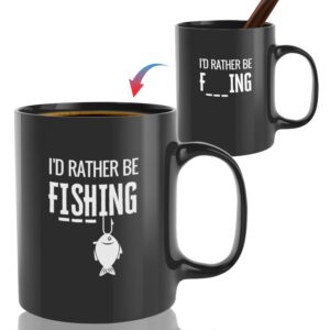 onebttl fishing gifts for men, coffee/cold drinks mug, fishmen gift for fishing lover, ceramic heat changing mug, gift idea cup for christmas, birthday- i'd rather be fishing