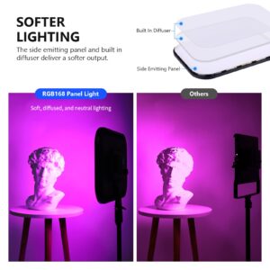 NEEWER 18.3" RGB LED Video Light Panel with App Control Stand Kit 2 Packs, 360° Full Color, 60W Dimmable 2500K~8500K RGB168 LED Panel CRI 97+ with 17 Scene Effect for Game/YouTube/Zoom/Photography