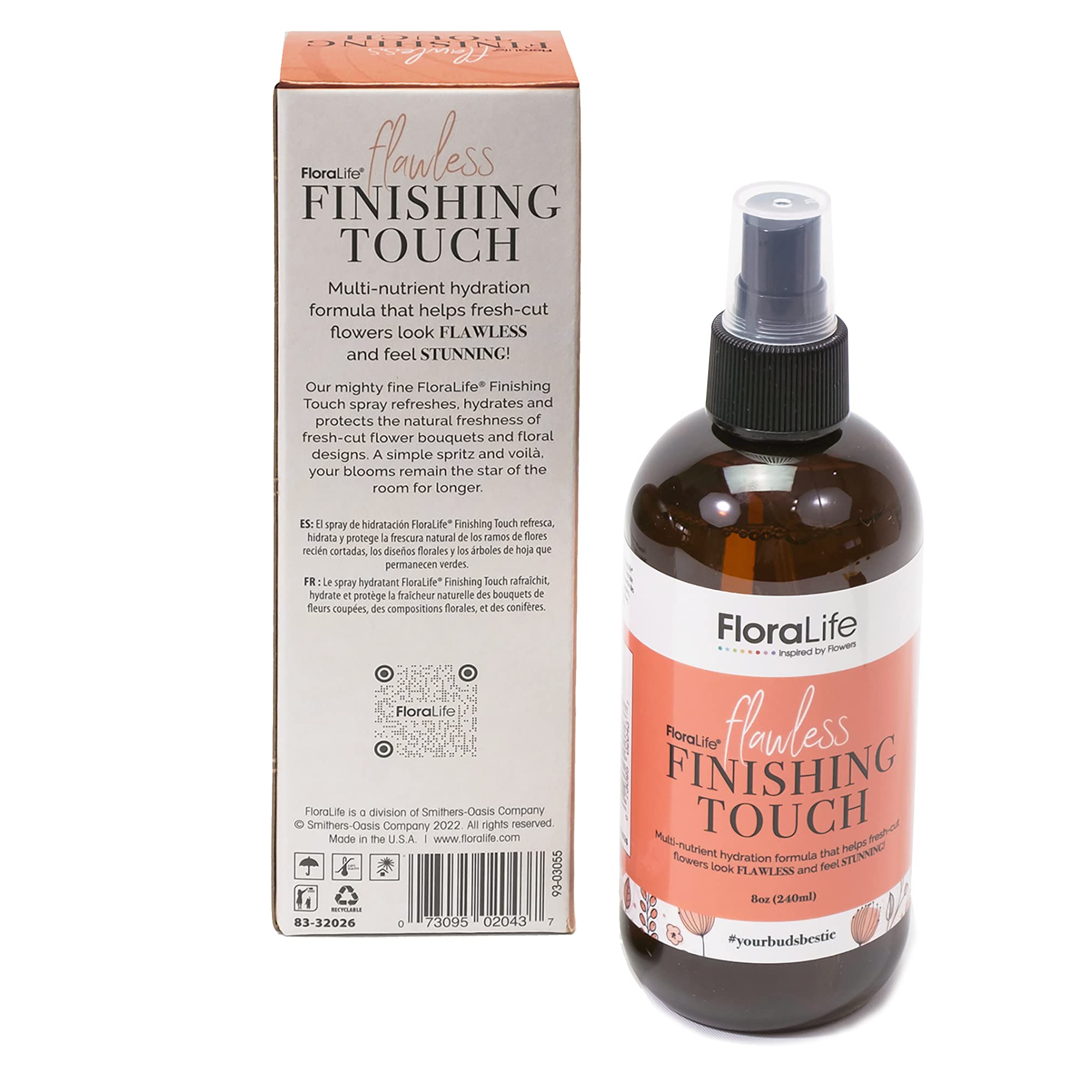 FloraLife Finishing Touch Spray for Fresh Cut Flower Bouquets and Floral Designs - Nutrient Hydration Formula - Floral Arrangement Supplies (8 oz)