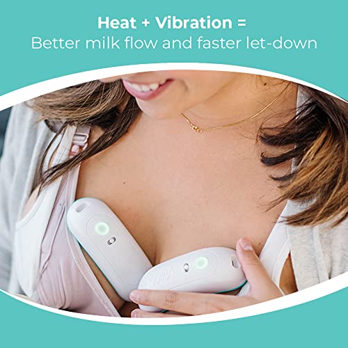 LaVie Warming Massagers 2-Pack (Pair) and Pump Strap Hands Free Pumping Bra Bundle, Massager and Breast Pump Bra Teal