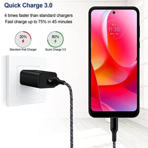 Android Phone USB C Type C Fast Charger for Motorola G9 G8 G7 Power/Edge 5G UW/Edge/G Play/G Power/G Stylus 2022 2021/One 5G UW ace/G Pure/X4 Z Z2 Z3 Z4, Fast Wall Plug Cube with C Type Charging Cable