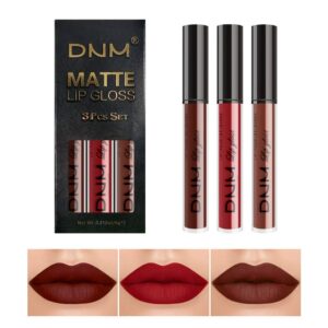 3pcs dark black blue purple matte lipstick sets, matte lipstick lip stain waterproof lip gloss gift set matt lipsticks set matt liquid makeup lipstick kit 07