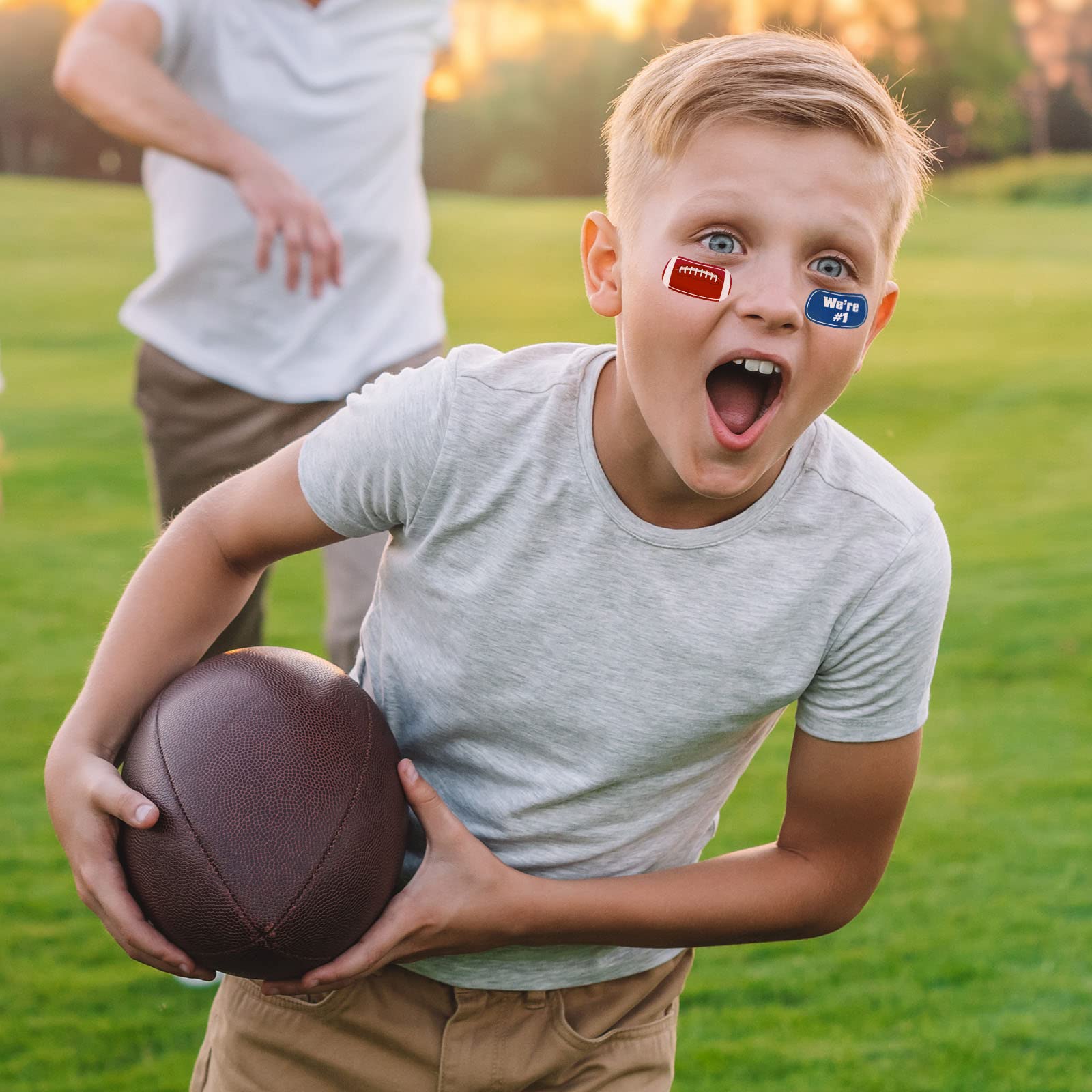15 Sheets Football Temporary Stickers Kids Football Face Stickers Football Under Eye Sticker Face Paint for Football Game Party Decoration Favor Supplies