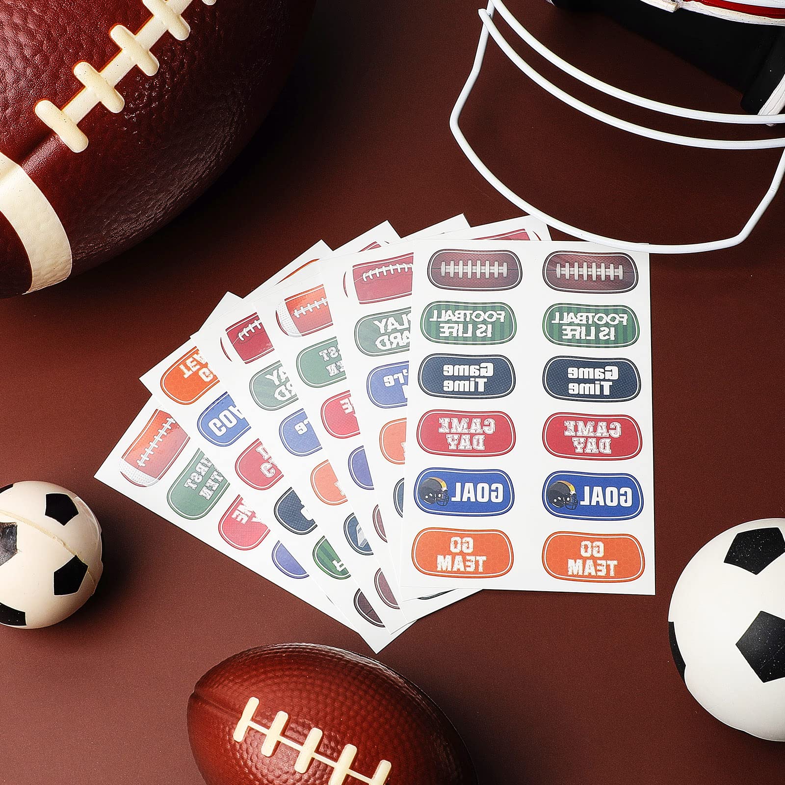 15 Sheets Football Temporary Stickers Kids Football Face Stickers Football Under Eye Sticker Face Paint for Football Game Party Decoration Favor Supplies