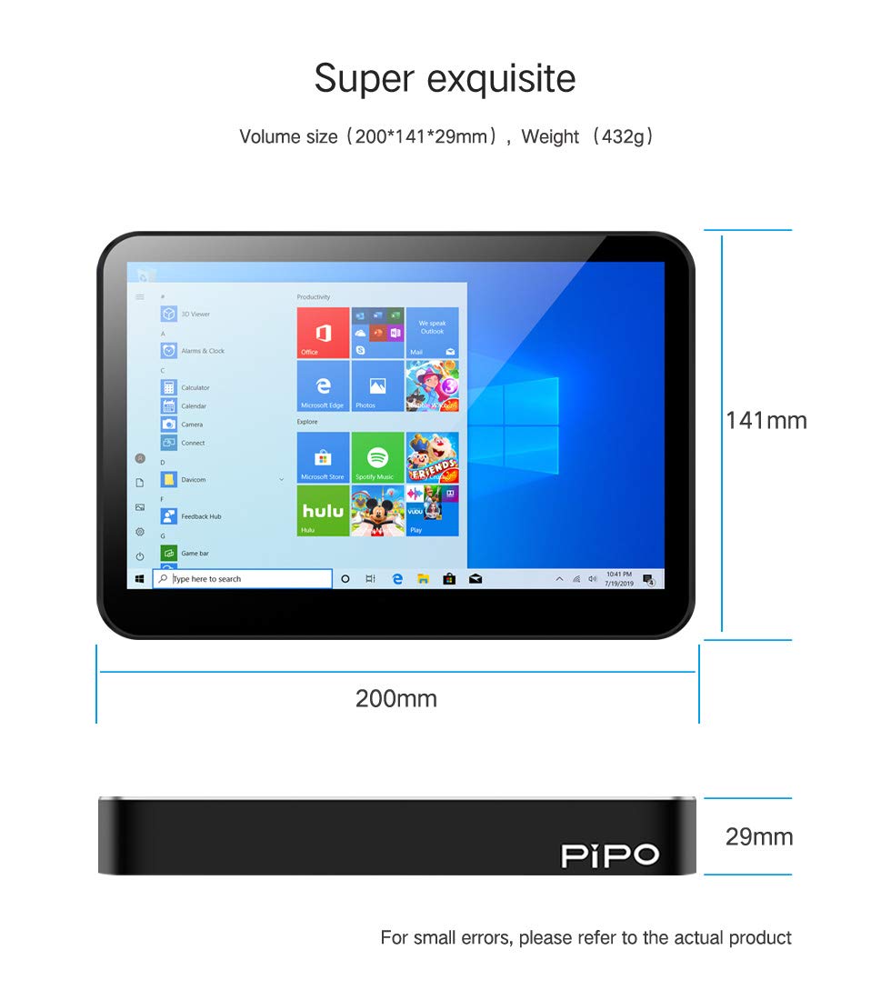 Pipo X2S Mini PC 8inch 1280 * 800 IPS Screen Windows 10 Tablet PC Z3735 Mini Desktop 2G Ram 64G ROM TV Box BT4.0 WiFi RJ45