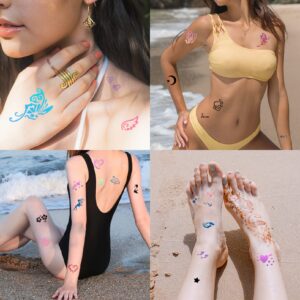 ChurlChurl 575pcs Temporary Tattoo Stencils, 20 Sheets Henna Tattoo Stencil Kit for Women Girls Kids and Boys Face Body Paint DIY Art Reusable Glitter Tattoo Stencils Pack