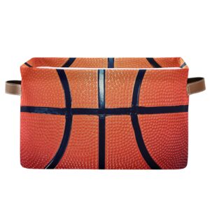 sport basketball storage bin canvas toys storage basket bin large storage cube box collapsible with handles for home office bedroom closet shelves，1 pc
