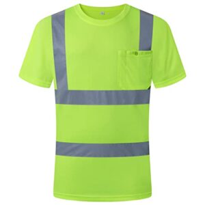 jksafety hi-vis reflective safety apparel | daily work t-shirt yellow color with sewed retro-reflective strips | ansi compliance (77-yellow, xl)