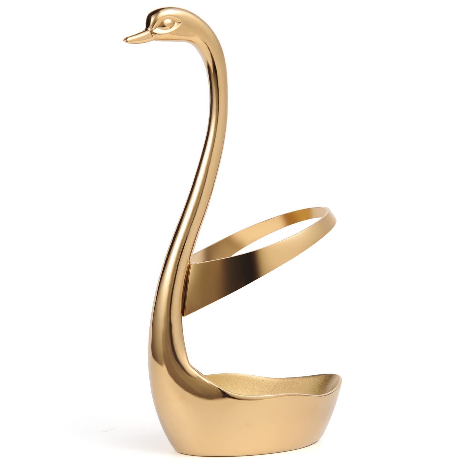 AnSaw Gold Swan Base Holder Coffee Bar, Dining Entertaining Wedding Table Decorative (Size Large)