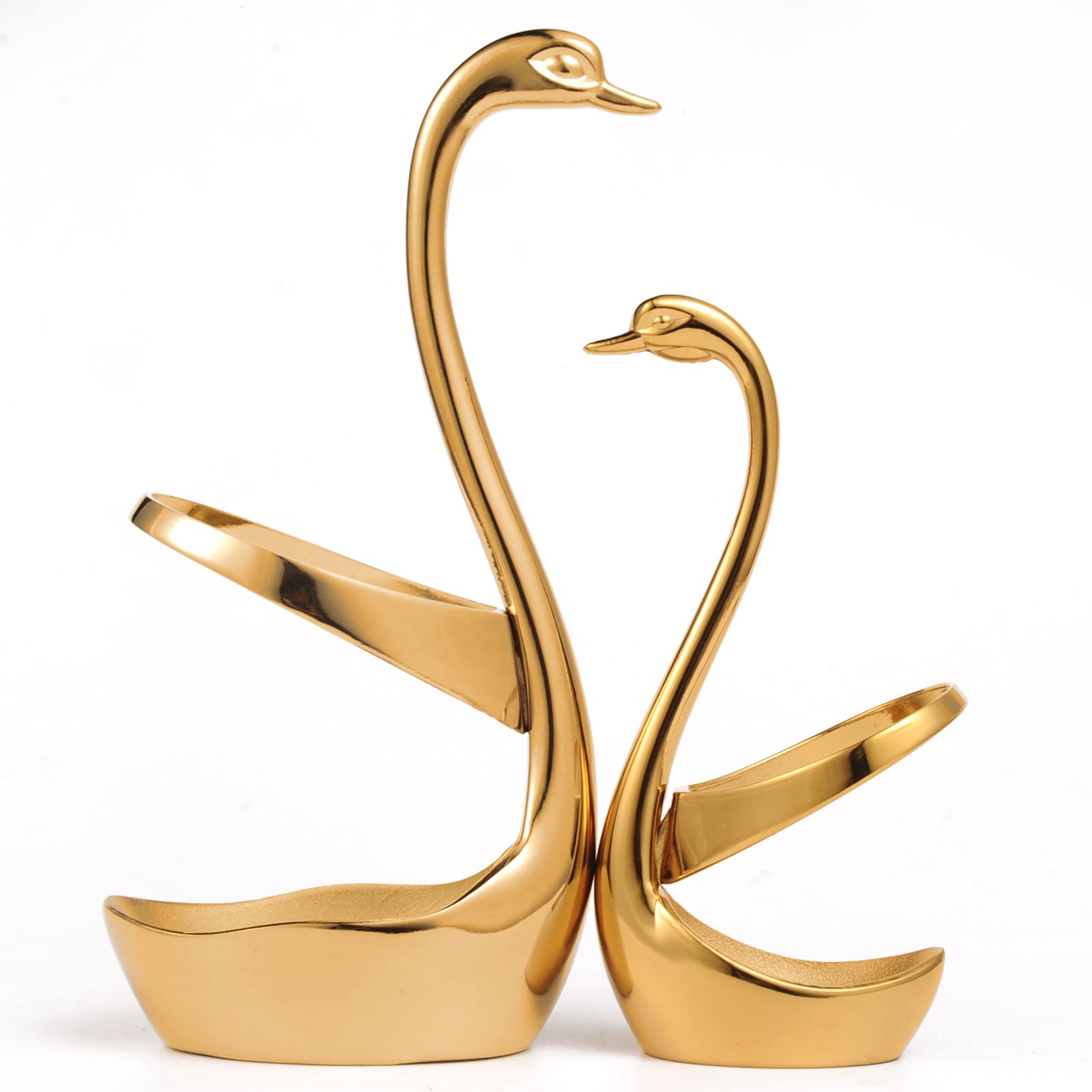 AnSaw Gold Swan Base Holder Coffee Bar, Dining Entertaining Wedding Table Decorative (Size Large)