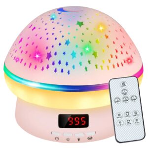 vav toys for 3-8 year old girls, timing star projector night light for kids with remote control, christmas birthday xmas gifts for 3-10 year old girls boys, pink room decor ideal toddler girl toys