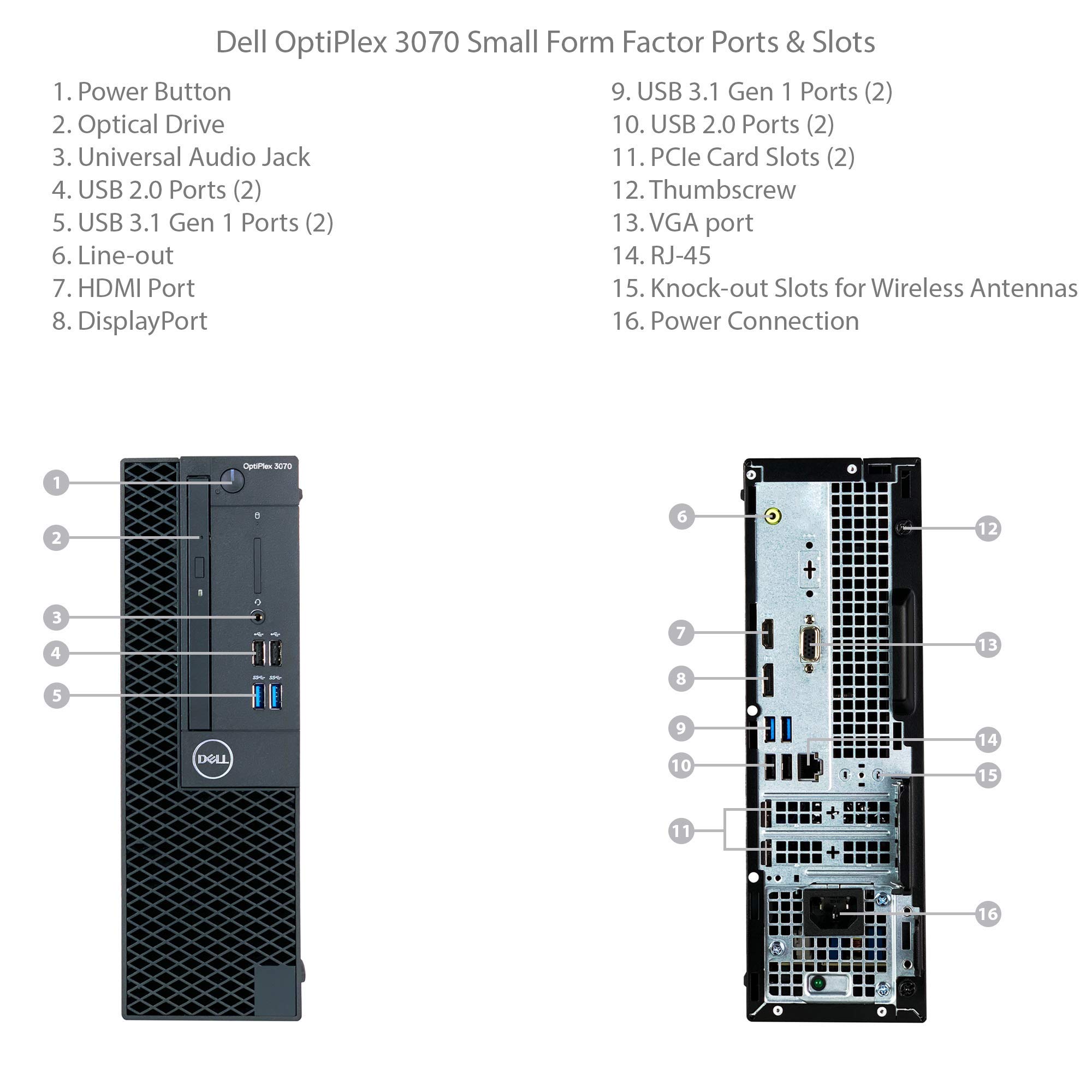 Dell OptiPlex 3070 SFF Small Form Factor Desktop - 9th Gen Intel Core i7-9700 8-Core CPU up to 4.70GHz, 32GB DDR4 Memory, 1TB SSD, Intel UHD Graphics 630, DVD Burner, Windows 10 Pro (Renewed)