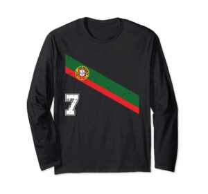 portugal soccer number 7 portugese football sports lover fan long sleeve t-shirt