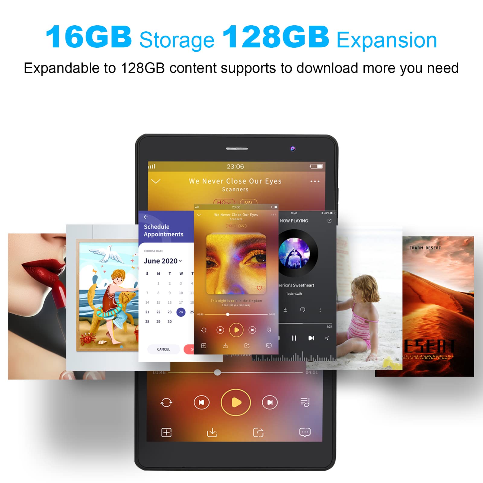SZTPSLS Android Tablet 8 inch, Android 11.0 16GB Storage 128GB TF Expansion Tablets, Quad-core A7 Processor 800x1280 IPS HD Touchscreen Dual Camera Tablets, Support WiFi, Bluetooth
