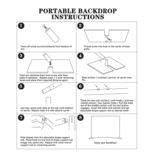 Pipe and Drape Adjustable Uprights, Crossbars, Bases & Hangers - Drape Systems for Backdrops, Trade Shows, Events, Photo Booths and Decorations by CITNAMOR (6-14 FT Upright)