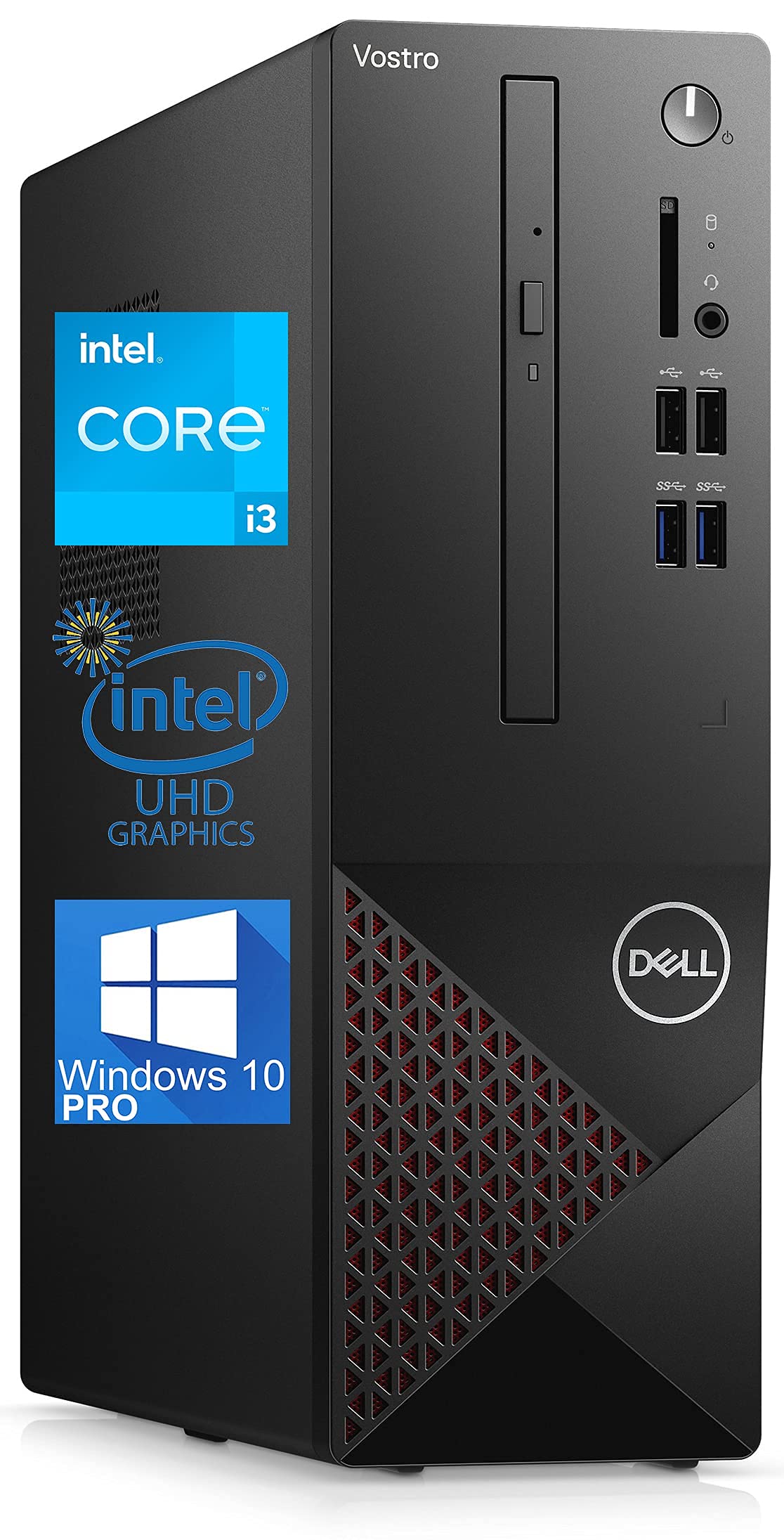 Dell Vostro 3681 Small Form Factor Desktop - Intel Core i3-10100 Upto 4.3 GHz, 16GB RAM, 256GB M.2 NVMe SSD, Intel UHD Graphics 630 4K Support, HDMI, VGA, Wi-Fi, Bluetooth - Windows 10 Pro (Renewed)