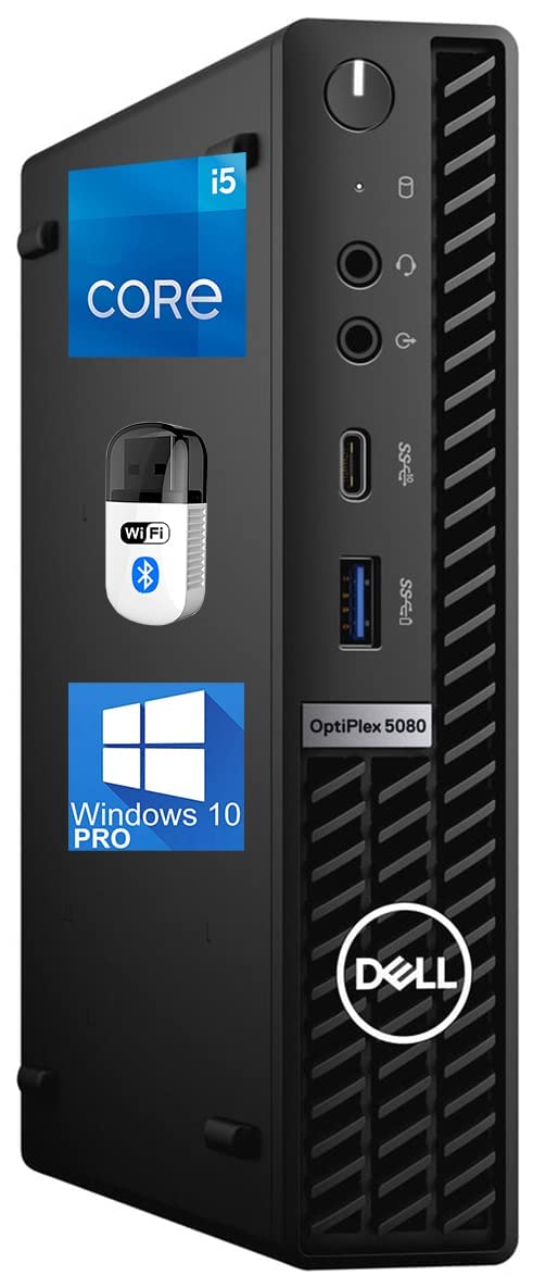 Dell OptiPlex 5080 Micro Desktop Computer – Intel Core i5-10400 Upto 4.3GHz - 16GB RAM, 512GB M.2 NVME SSD, AC Wi-Fi, Bluetooth, DisplayPort, HDMI, USB Type-C - Windows 10 Pro (Renewed)