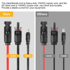 PAEKQ Solar Panel Connector to DC 8mm Adapter Cable, Solar Connectors Extension Cable 6Ft 14AWG with DC 5.5x2.5mm and DC 3.5x1.35mm Adapter for Jackery GZ Yeti and 8mm Input Port Solar Generator