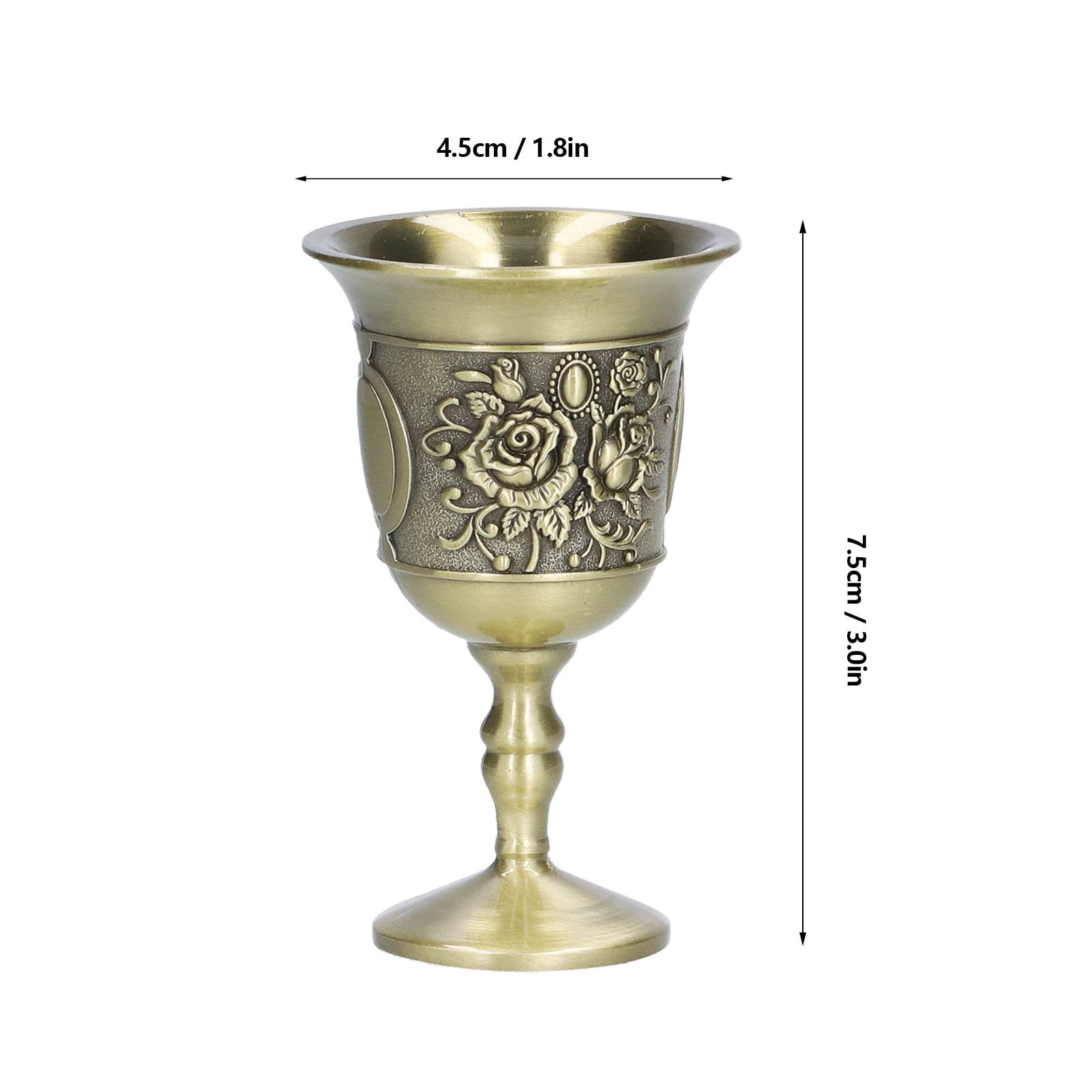 Jopwkuin Metal Drinking Glasses, Antique Goblet Wine Glass Luxury Small Wine Glass European Style Old Wine Glass for Weddings Home Decor Cup for Home Party Dinner Bar