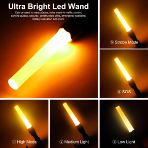 NLWELOA 4 Pieces 11-inch Traffic Wand Safety Signal LED Flashlight,Traffic Control Wands Lights with 7 Red Flash Modes,for Parking Attendant, Traffic Directing,Using 3 AAA Batteries(Not Included)