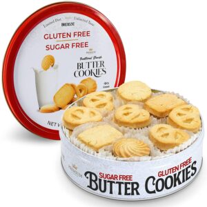 gluten free sugar free butter cookies 40 count traditional danish cookies, premium assorted shortbread cookies for diabetics (1 pk, 12 ounce)