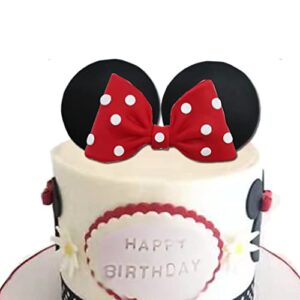 mouse cake topper bow and ears for birthday (red)