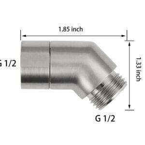 Worldwhere 135 Degree Shower Elbow Adapter, Handhold Shower Head Elbow Adapter,Brushed Nickel