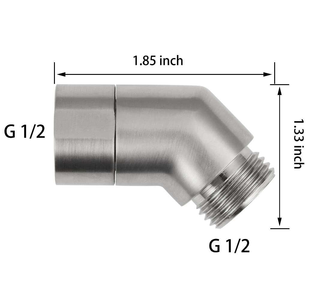 Worldwhere 135 Degree Shower Elbow Adapter, Handhold Shower Head Elbow Adapter,Brushed Nickel