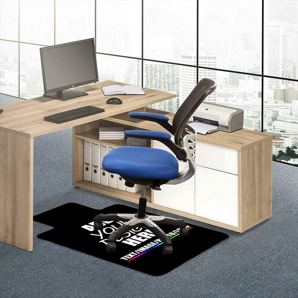 TOPDIY Personalized Gaming Chair Mat, Custom Office Chair Mats, Add Your Text Image Logo 36inchx48inch