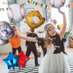 Baseball Birthday Party Foil Balloons Set Decorations Glove Round Baseball Theme Mylar Confetti Balloon Supplies Baby Shower