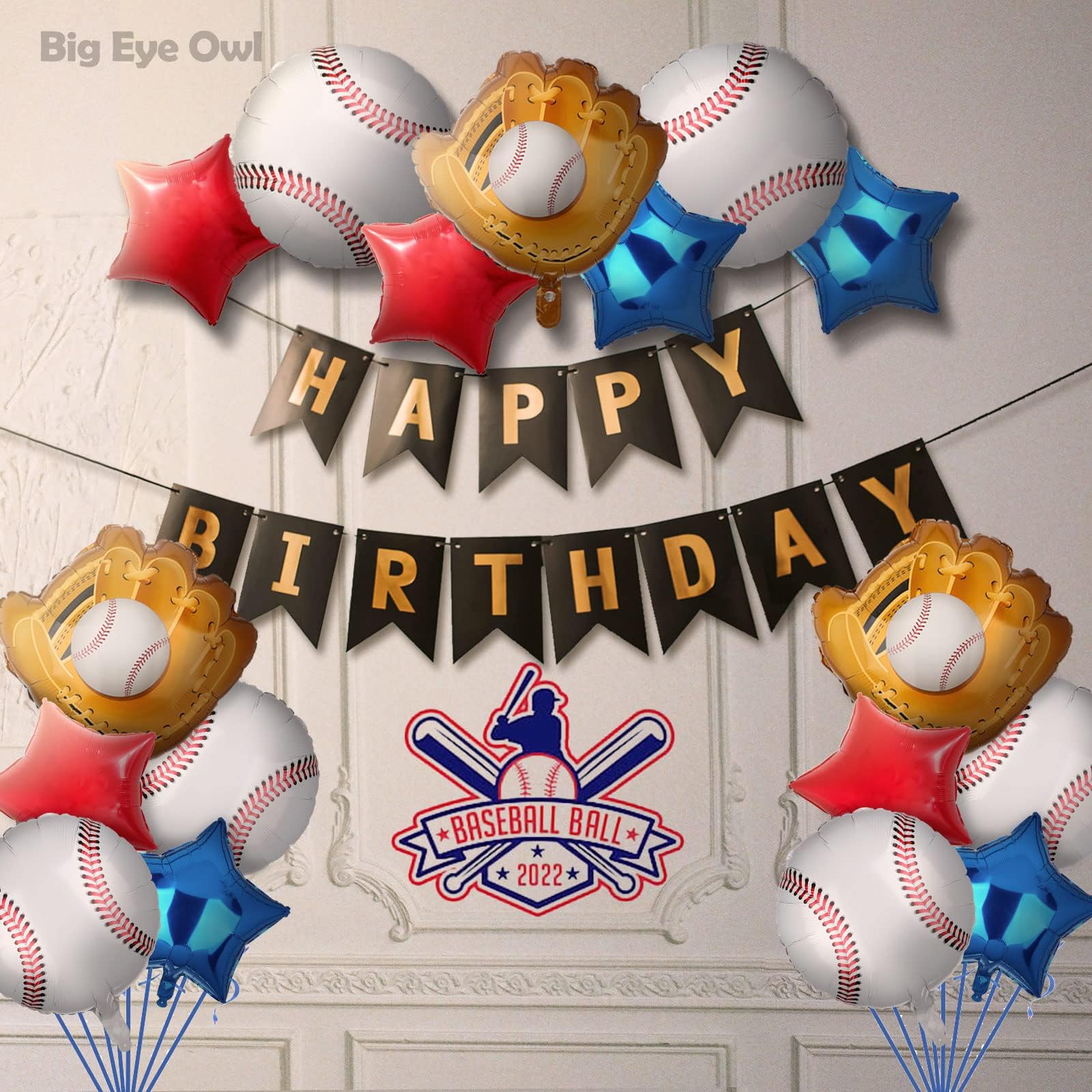 Baseball Birthday Party Foil Balloons Set Decorations Glove Round Baseball Theme Mylar Confetti Balloon Supplies Baby Shower