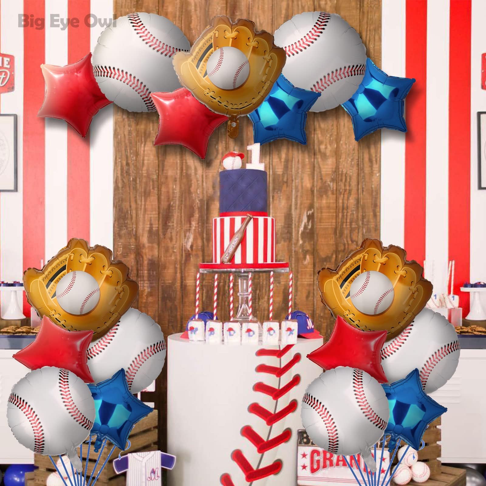 Baseball Birthday Party Foil Balloons Set Decorations Glove Round Baseball Theme Mylar Confetti Balloon Supplies Baby Shower