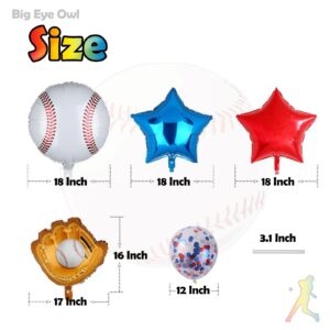 Baseball Birthday Party Foil Balloons Set Decorations Glove Round Baseball Theme Mylar Confetti Balloon Supplies Baby Shower