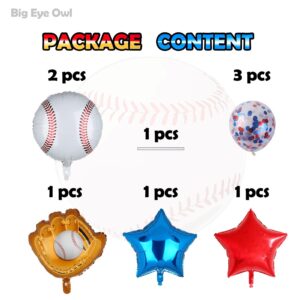 Baseball Birthday Party Foil Balloons Set Decorations Glove Round Baseball Theme Mylar Confetti Balloon Supplies Baby Shower