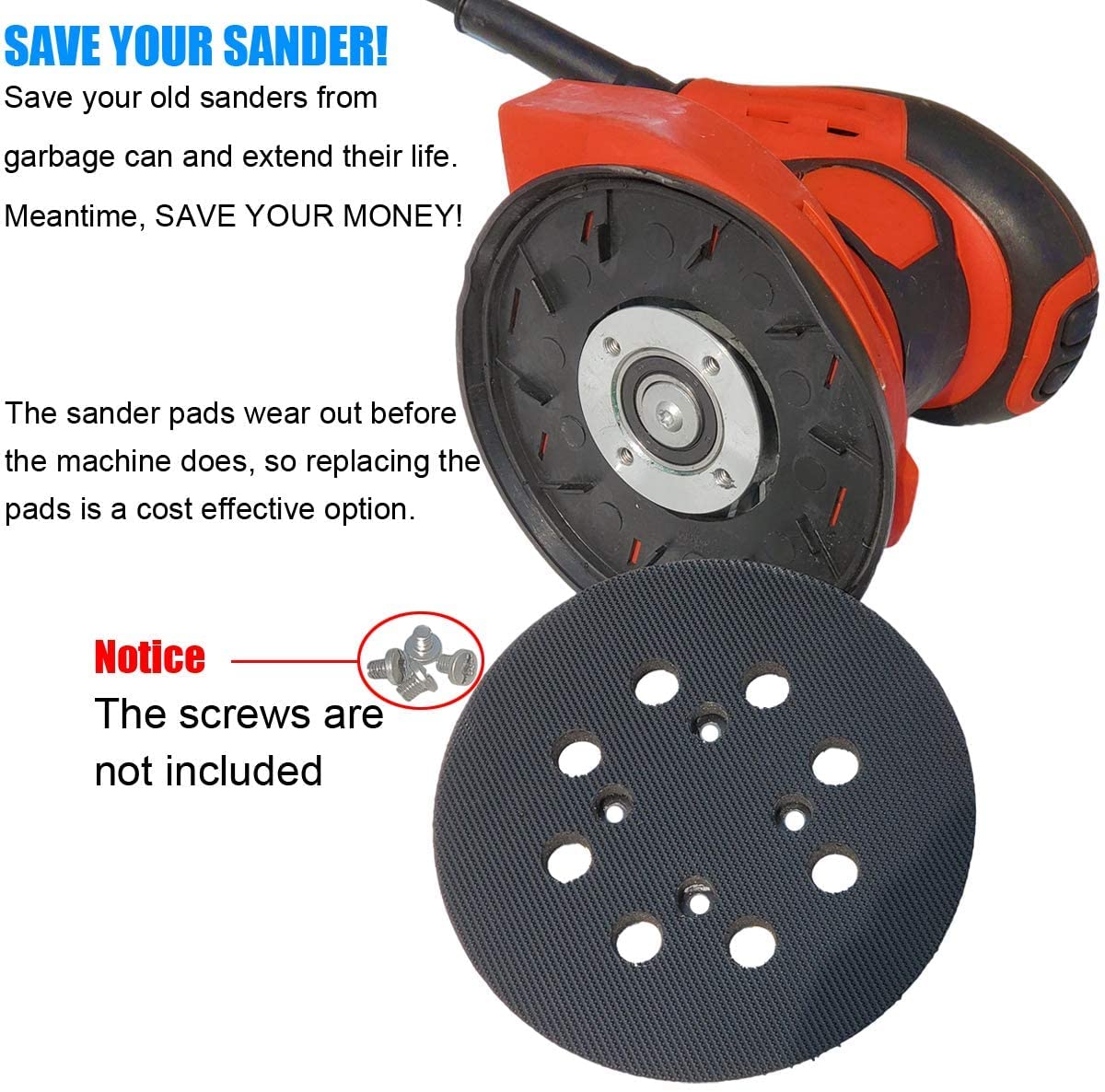 5 Inch Hook and Loop Sanding Pad Replacement, Compatible with Ridgid R2600,R2601 Random Orbit Sander