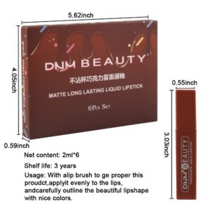 evpct 6Pcs Long Lasting Dark Red Black Matte Liquid Lipsticks Set 24 labiales matte mate larga duracion 24 horas originales DNM Matte Lipstick Long Lasting 24 Waterproof Lip Stain for Black Women 02