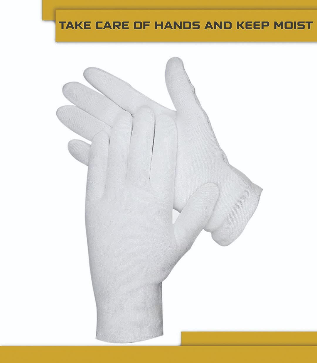 DOVORTEX 24 Pcs White Cotton Gloves, Protective Gloves for Dry Hands, Moisturizing Gloves, Inspection Gloves, Machine Washable