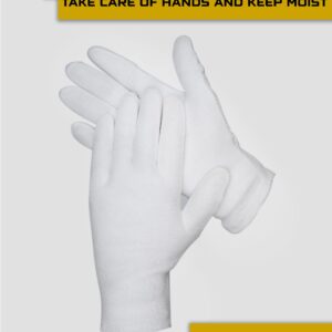 DOVORTEX 24 Pcs White Cotton Gloves, Protective Gloves for Dry Hands, Moisturizing Gloves, Inspection Gloves, Machine Washable