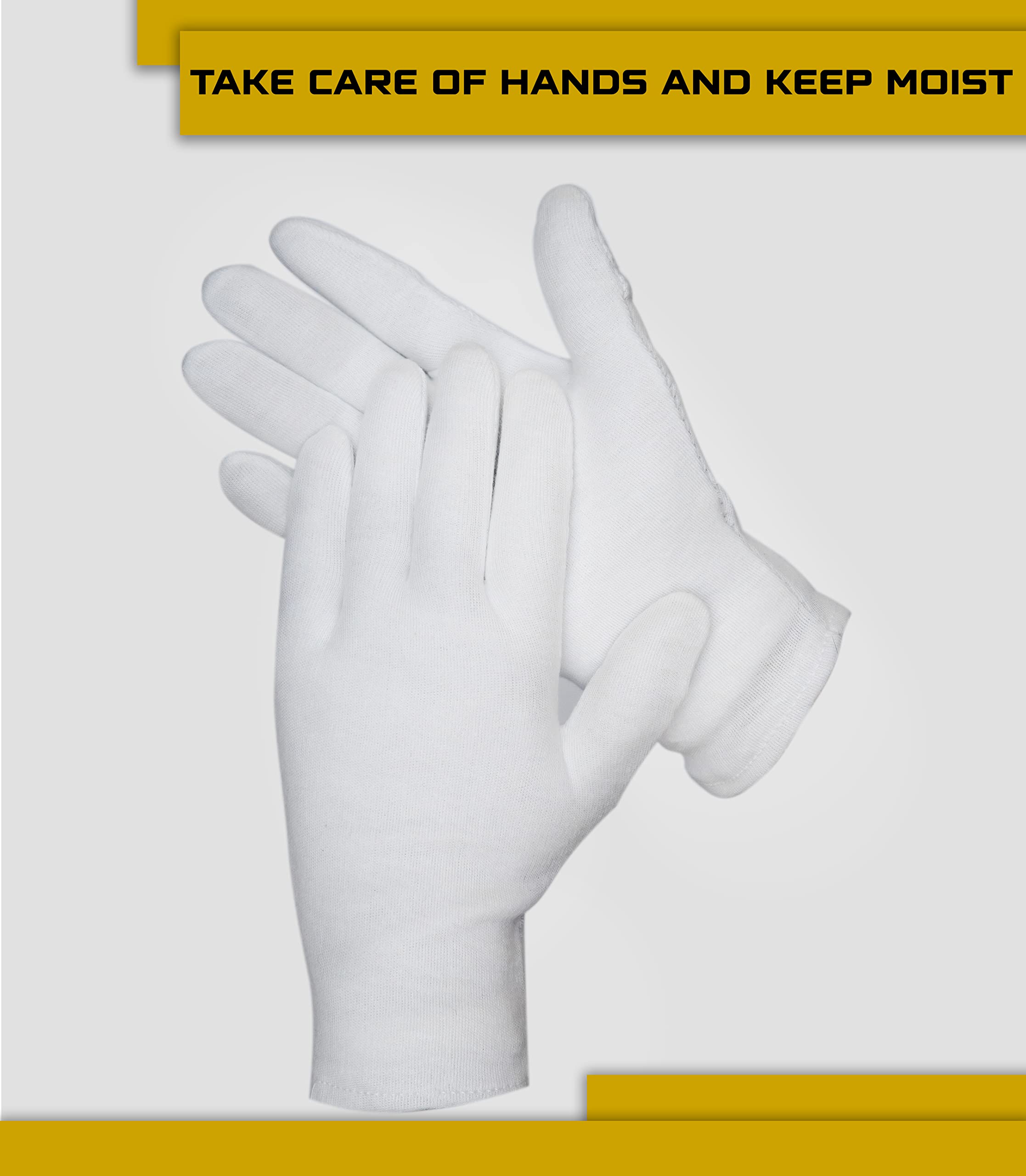 DOVORTEX 24 Pcs White Cotton Gloves, Protective Gloves for Dry Hands, Moisturizing Gloves, Inspection Gloves, Machine Washable