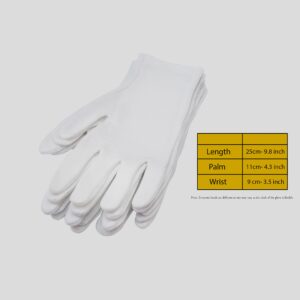 DOVORTEX 24 Pcs White Cotton Gloves, Protective Gloves for Dry Hands, Moisturizing Gloves, Inspection Gloves, Machine Washable